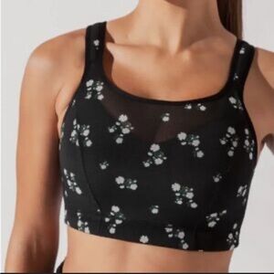 Floral Black Sports Bra